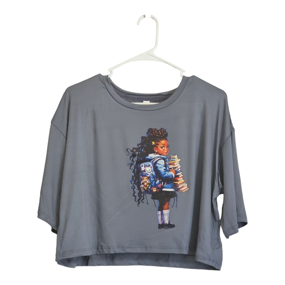 Crop top with school girl print